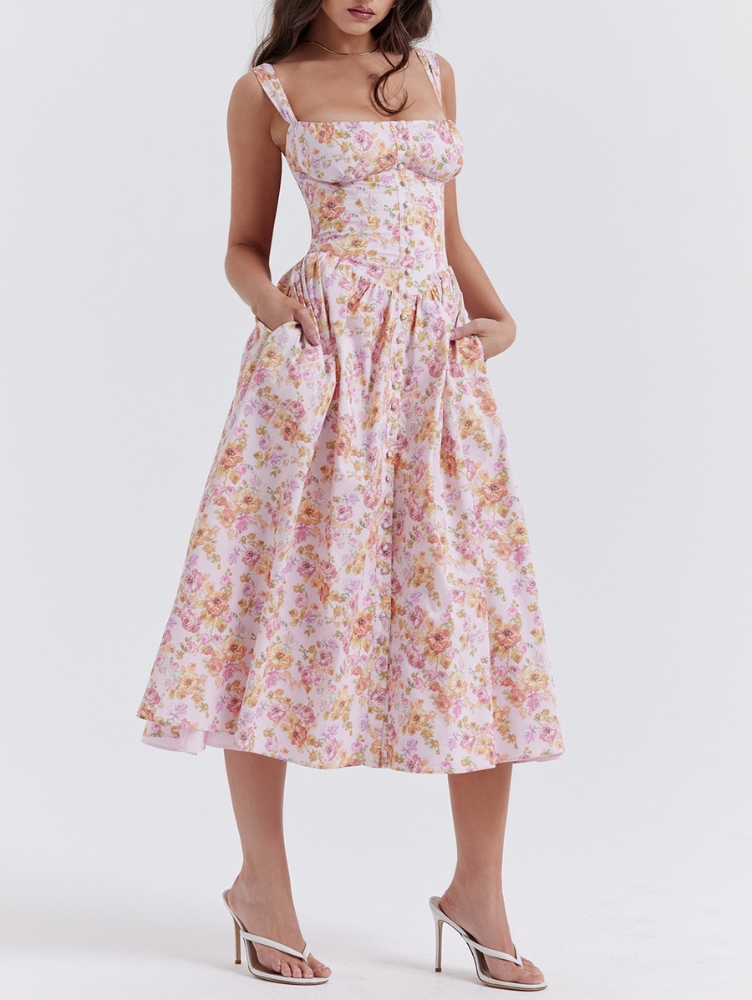 Vestido Floral con Bolsillos