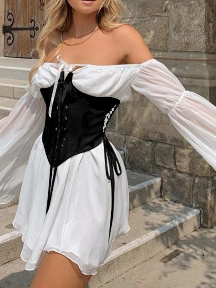 Vestido abullonado con corsé